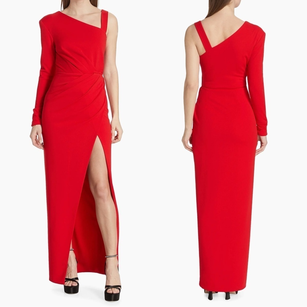 Michael Costello Collection Eunice Asymmetric Knit Gown